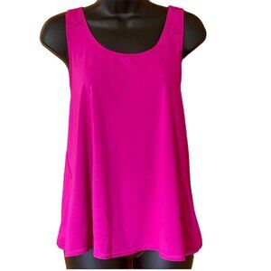 Women’s American Eagle Tank Top Neon Pink Open Back Ruffle Detail Crossover Back